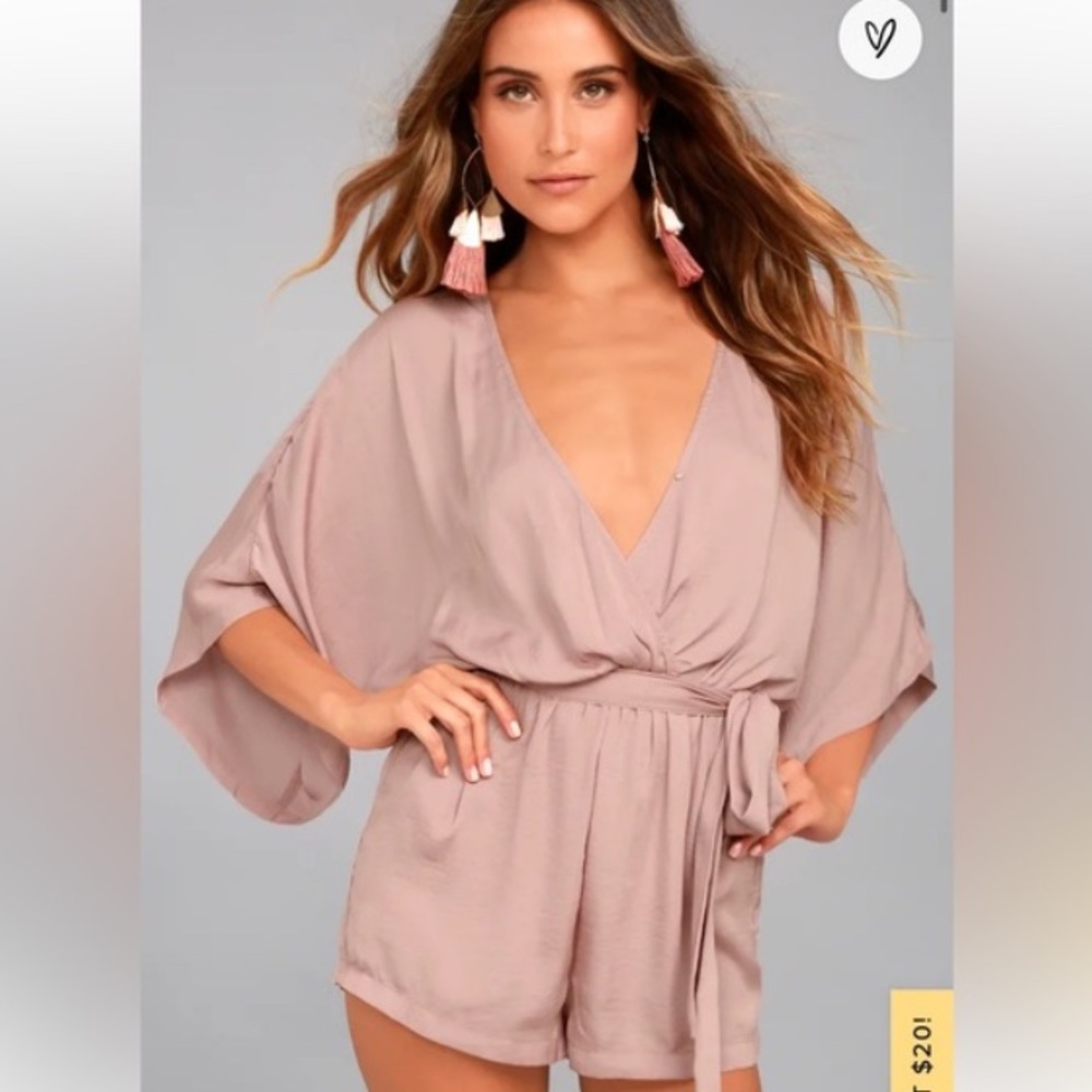 Lulus ain’t it grand mauve satin surplice romper